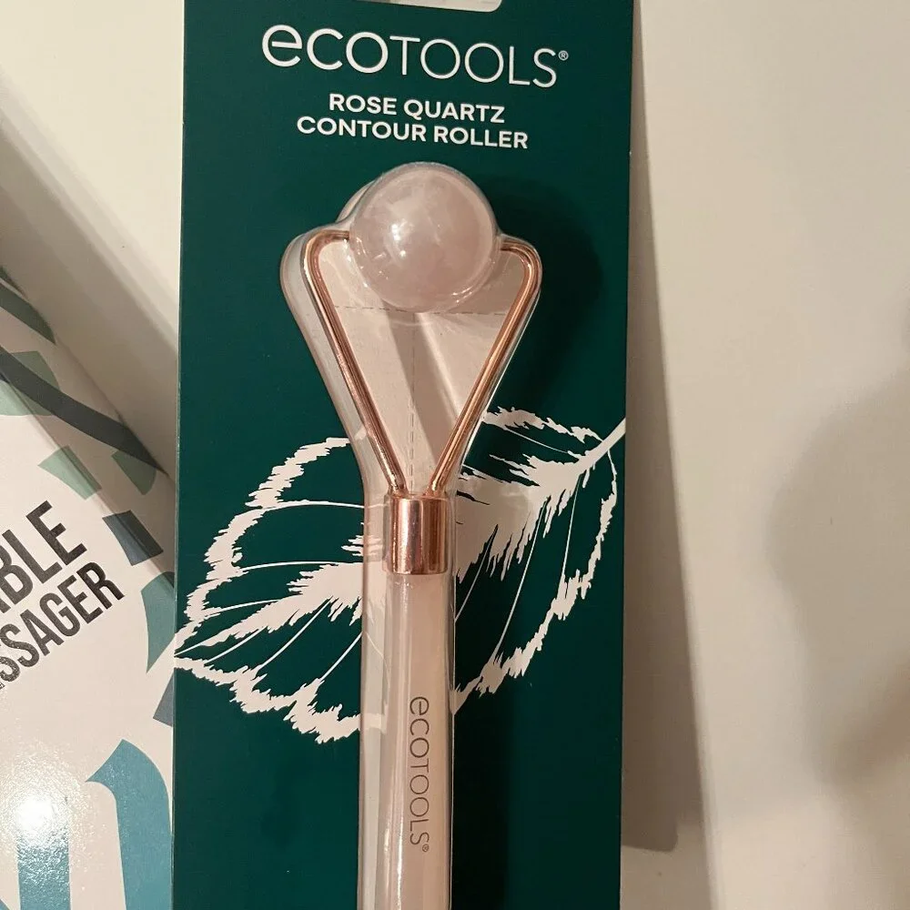 Self-Care!  Rose Quartz‎ Facial Roller and Extendable Back Massager (NEW) (h/x)